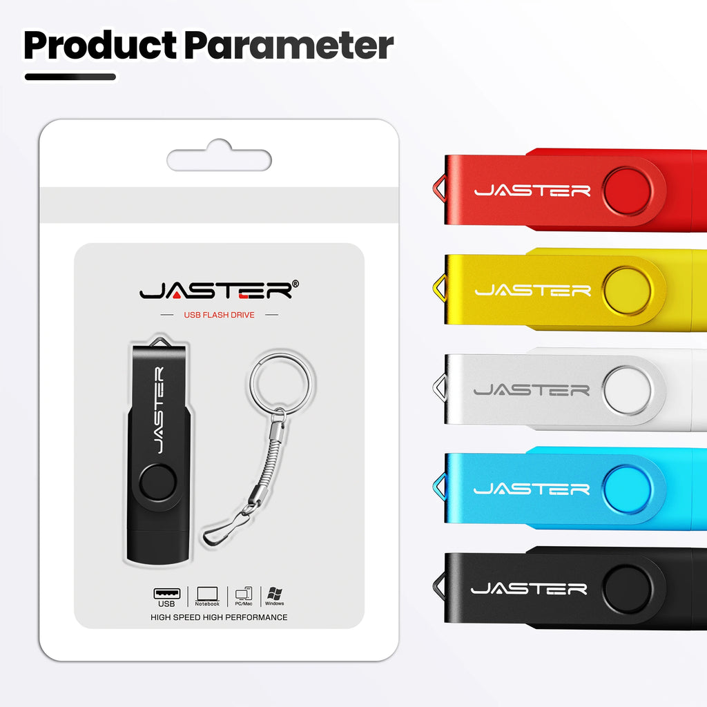 JASTER 2-in-1 Type-C USB 3.0 Flash Drive 16GB–128GB USB Flash Drive PRIMED