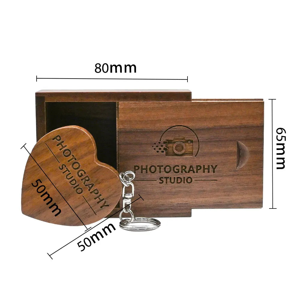 10-Pack Wooden Heart USB Flash Drives 8–64GB | Custom Logo USB Flash Drive PRIMED