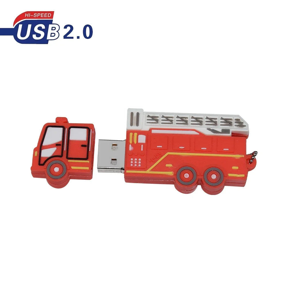 Fire Truck USB Flash Drive 2.0 Novelty Gift 4GB–128GB Novelty USB Flash Drive PRIMED