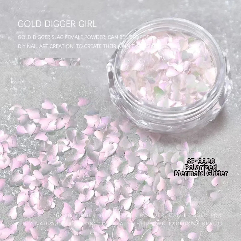 Nail Art Glitter Sequins – Heart Flower Butterfly Mermaid Iridescent