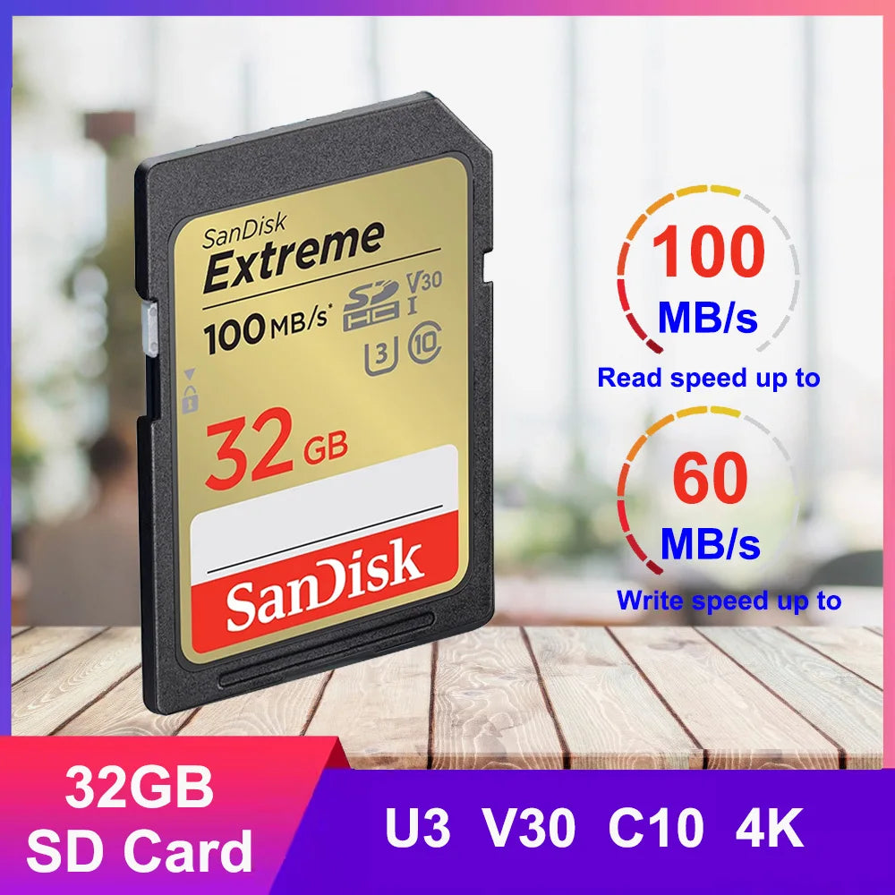 SanDisk SD Card 32–256GB U3 V30 4K | DSLR Camera Memory SD Memory Card PRIMED Extreme 32GB