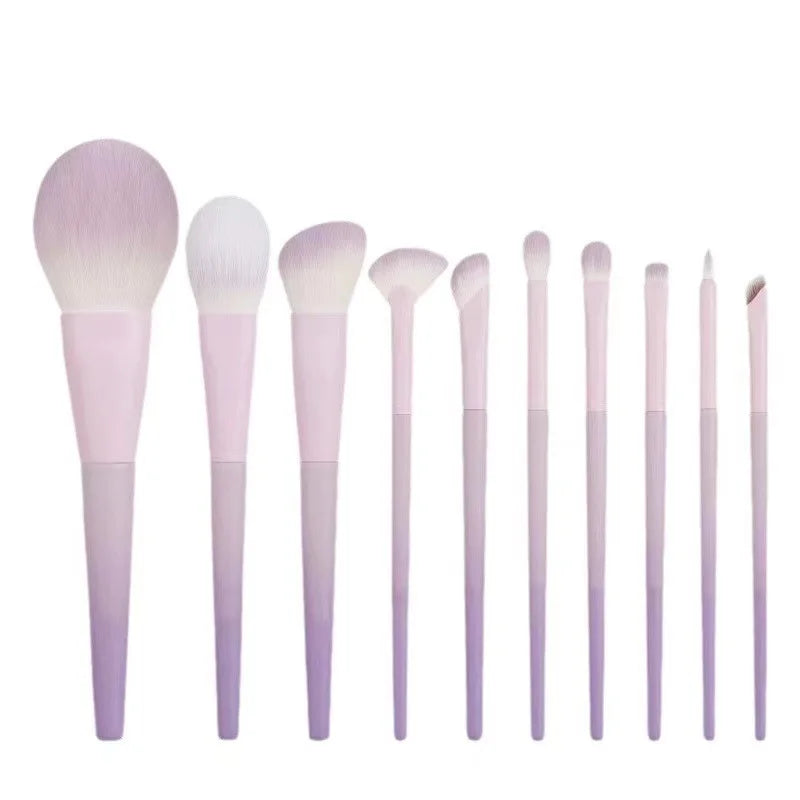 10-Piece Vegan Makeup Brush Set with Cylinder Bag