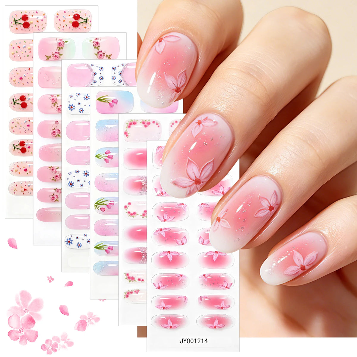 Spring Daisy Nail Stickers 16 Tips | Full Cover Glitter Decals