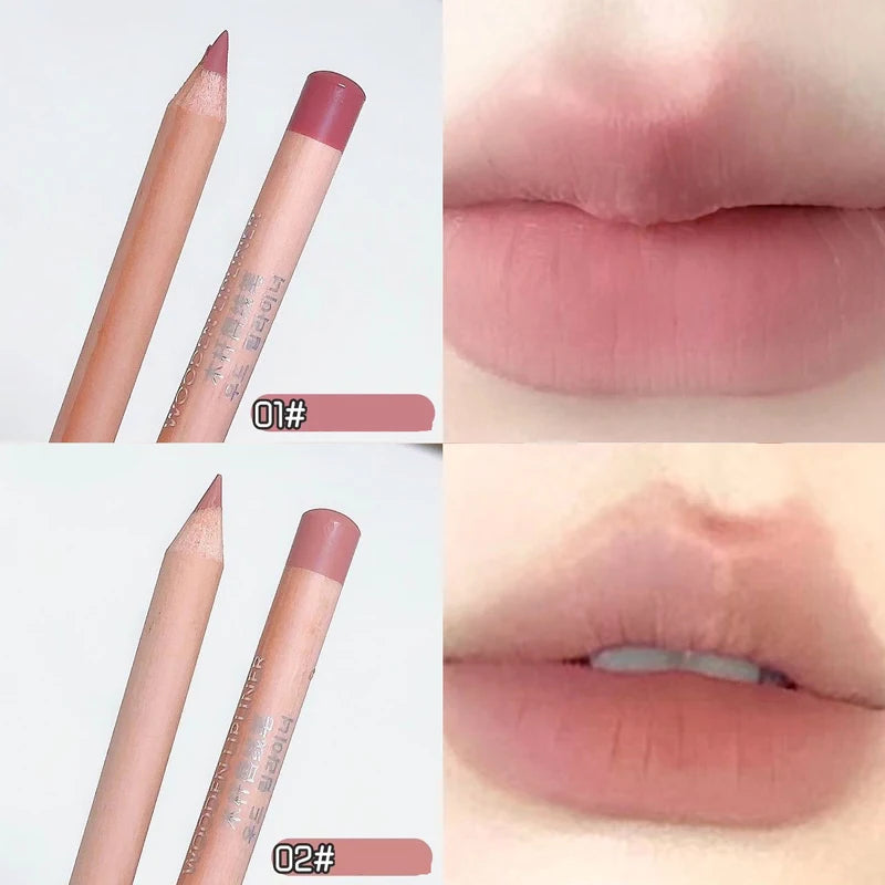 Wooden Matte Lip Liner Pencil – Waterproof Nude Contour