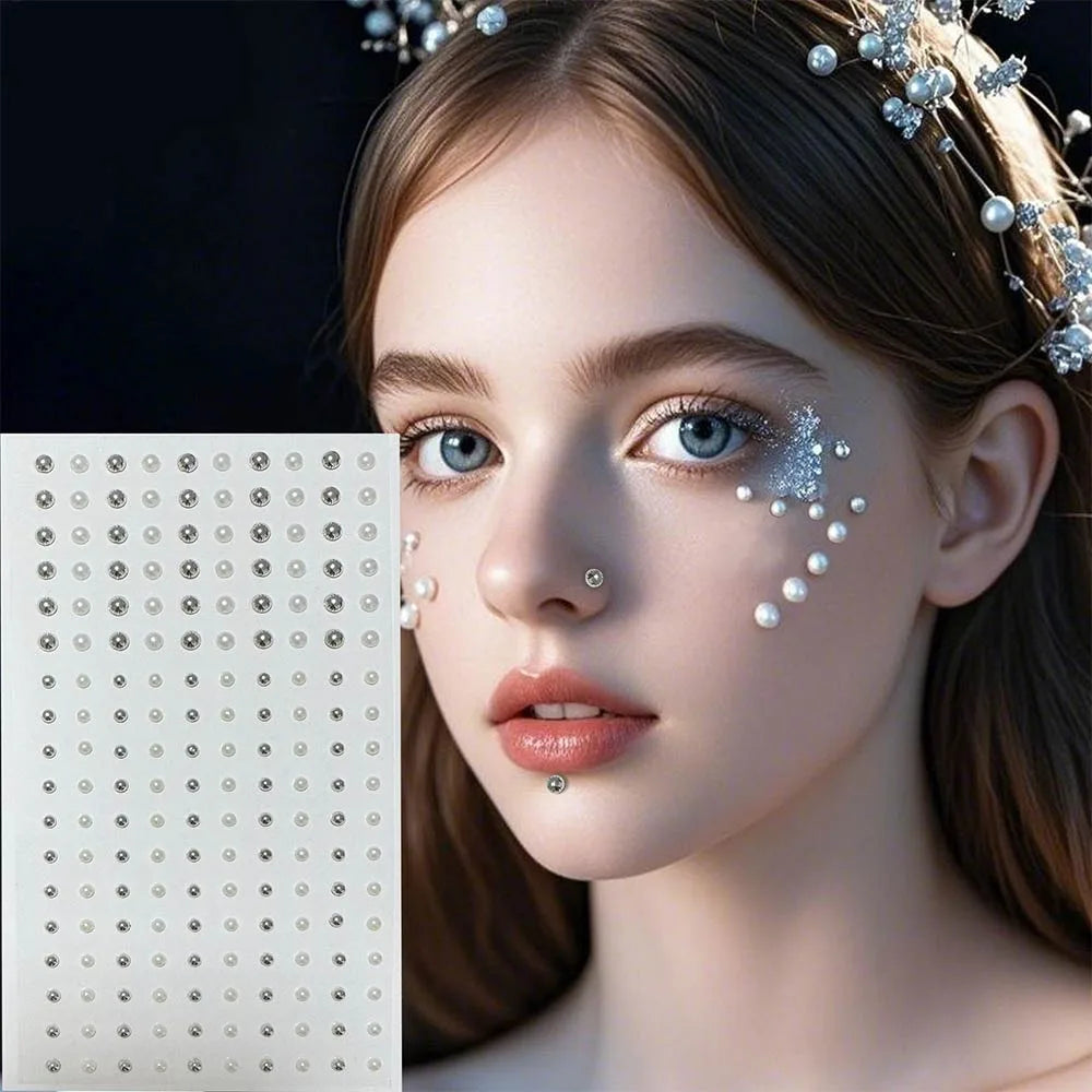 Non-Piercing Rhinestone Face Stickers – Faux Lip & Brow Gems