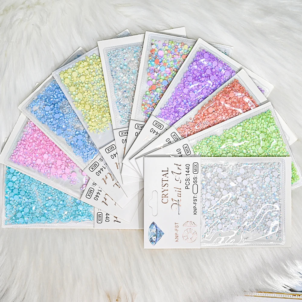 1440+ Aurora Nail Rhinestones Iridescent Green Glass Crystals Nail Art Rhinestones PRIMED