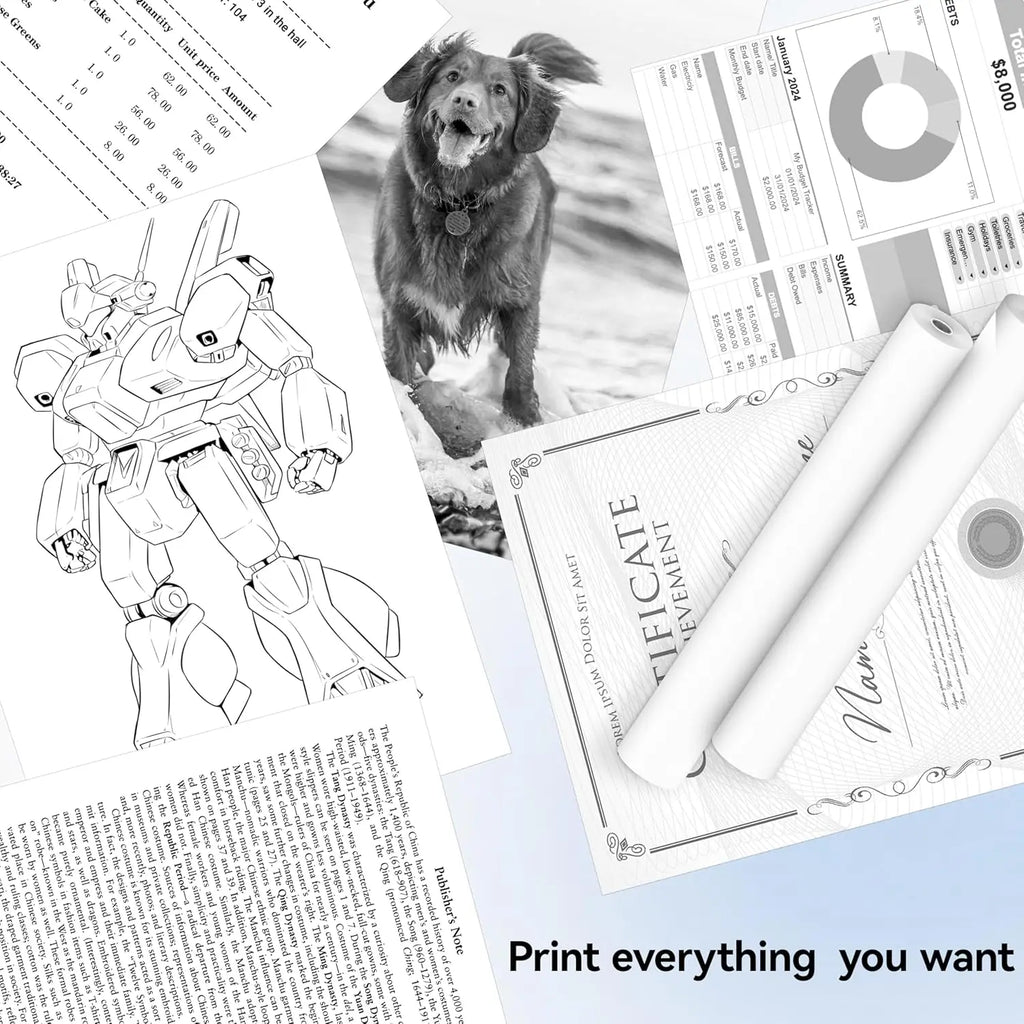 PeriPage A4 Folded Thermal Paper 100 Sheets BPA-Free 8.5x11 Thermal Printer Paper PRIMED