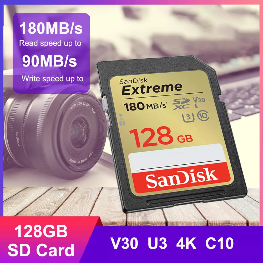 SanDisk Ultra/Extreme Pro SD Card 32GB–256GB UHS-I | Camera SD Memory Card PRIMED Extreme 128GB
