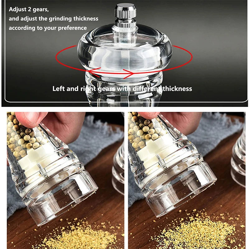 Clear Acrylic Salt & Pepper Grinder Mill | Adjustable Coarseness Spice Grinder Mill PRIMED