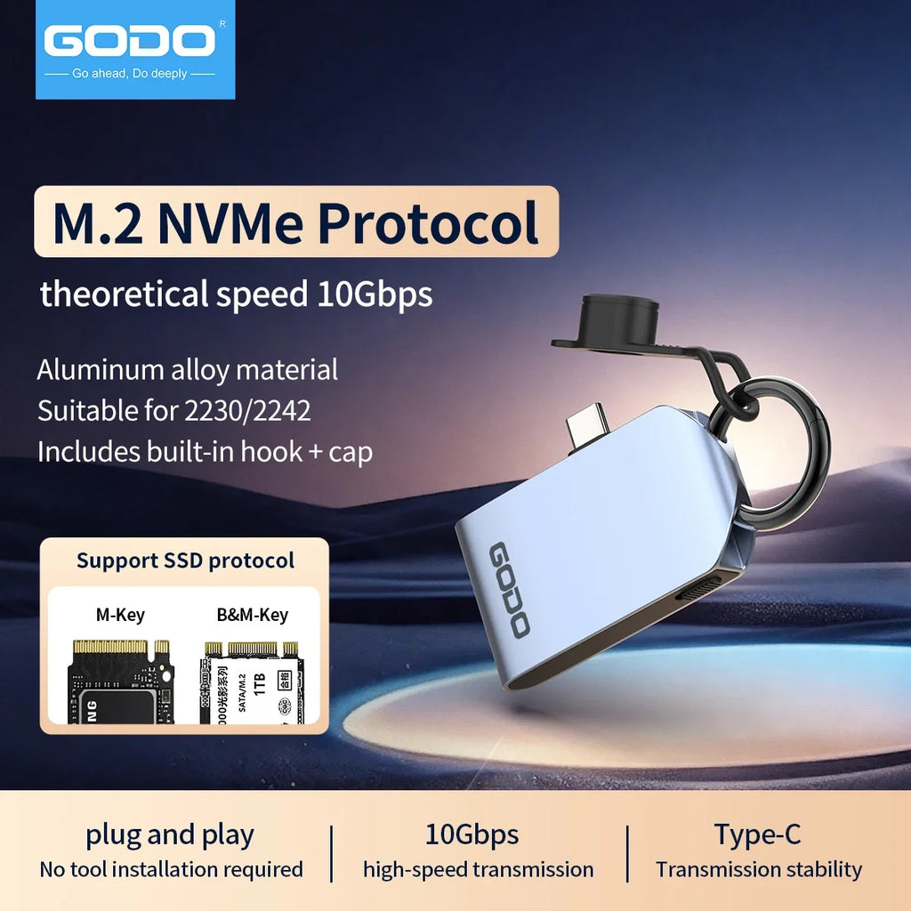 GODO M.2 NVMe SSD Enclosure USB 3.2 Aluminum | 2230 2242 SSD Enclosure PRIMED
