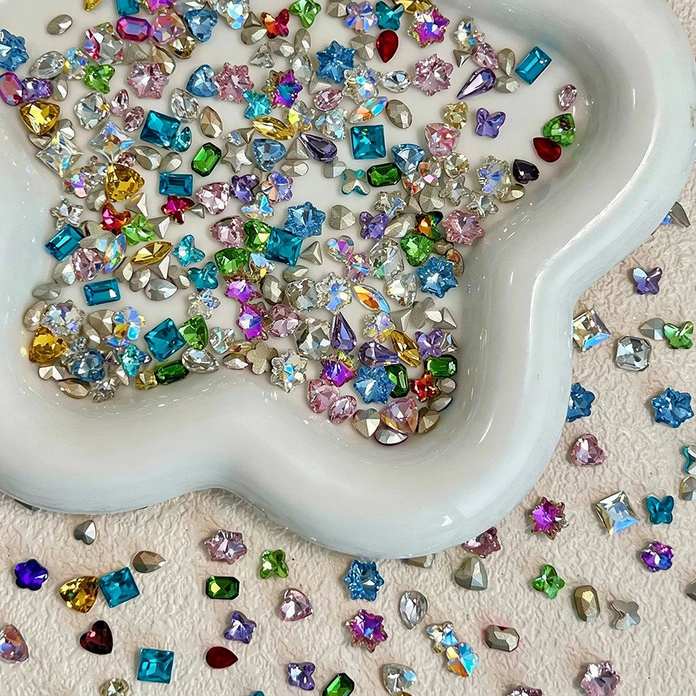 50Pcs Heart-Shaped Nail Rhinestones | 3D Candy Color Gems Nail Art Rhinestones PRIMED