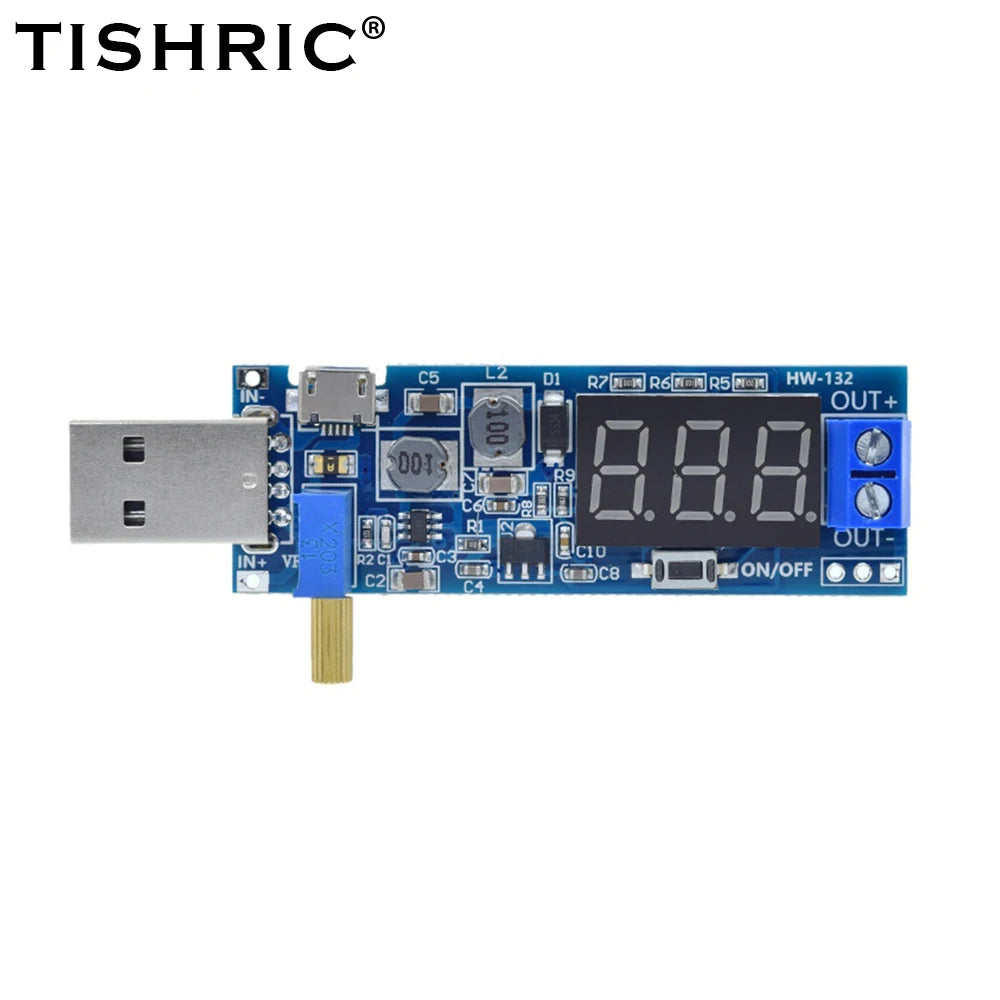 TISHRIC USB DC Boost Buck Converter 5V to 1.2V–24V Module