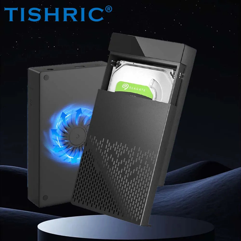 TISHRIC 3.5" External HDD Enclosure SATA to USB 3.0/3.1 Type-C Hard Drive Enclosure PRIMED