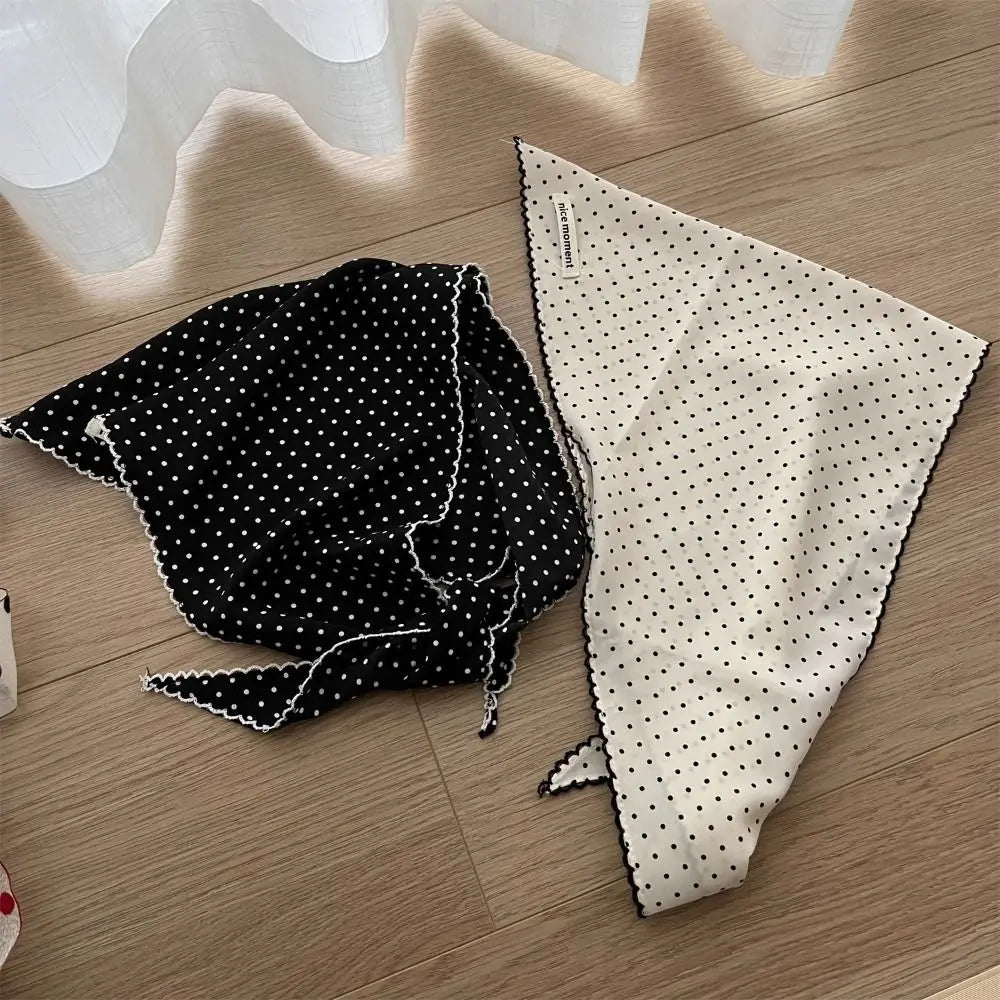 Silk Triangle Dot Print Hair Band – Sun-Proof Headscarf