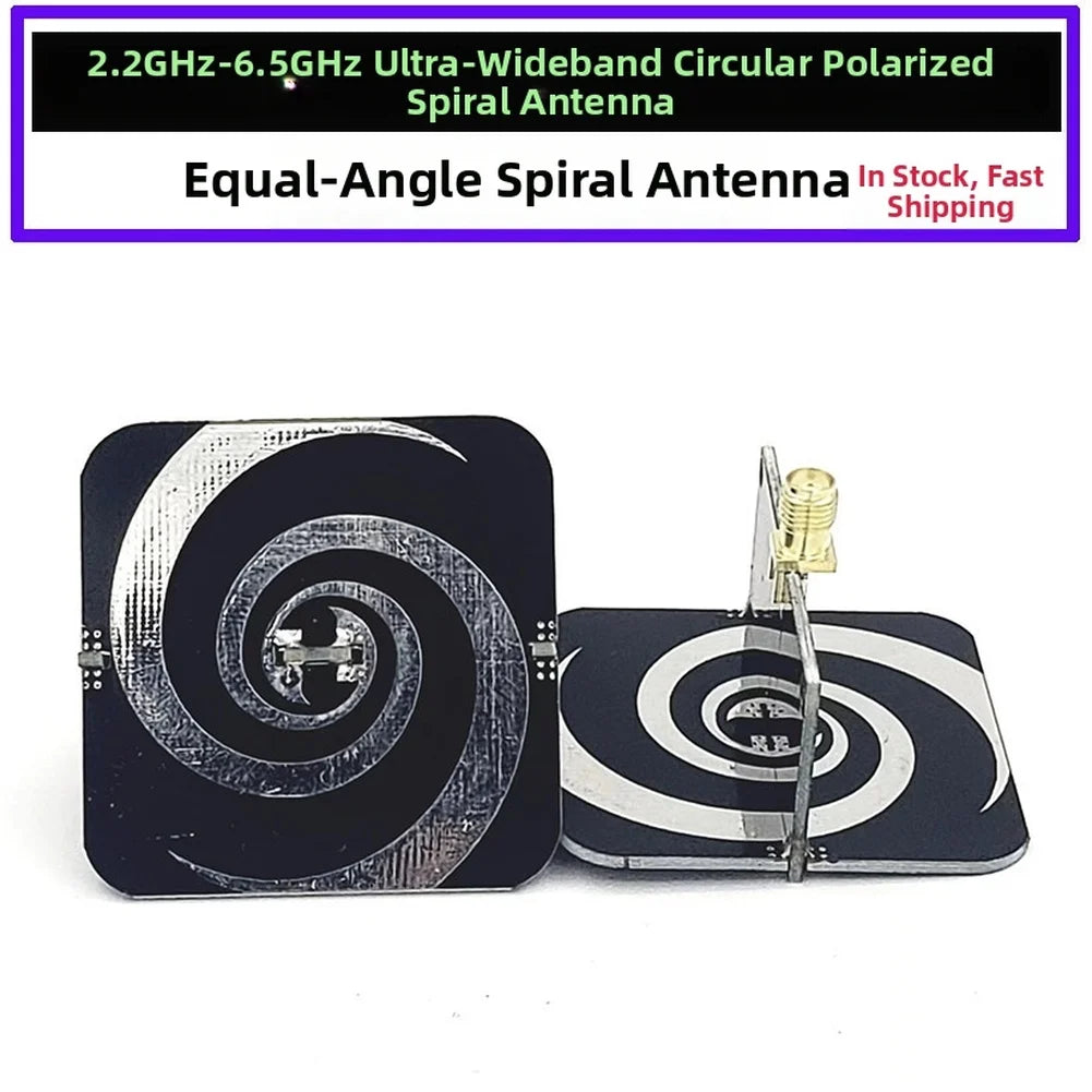 UWB Spiral Antenna 2.2–6.2GHz Circularly Polarized 3.5dBi