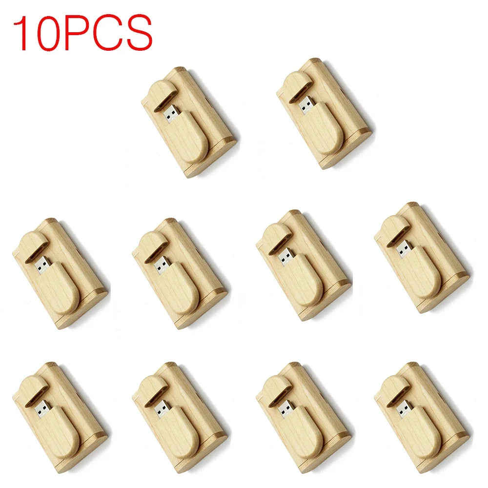10-Pack Bamboo USB Flash Drives | Free Custom Logo 64GB/32GB USB Flash Drive PRIMED 32GB 10PCS-LOT-Maple China Mainland