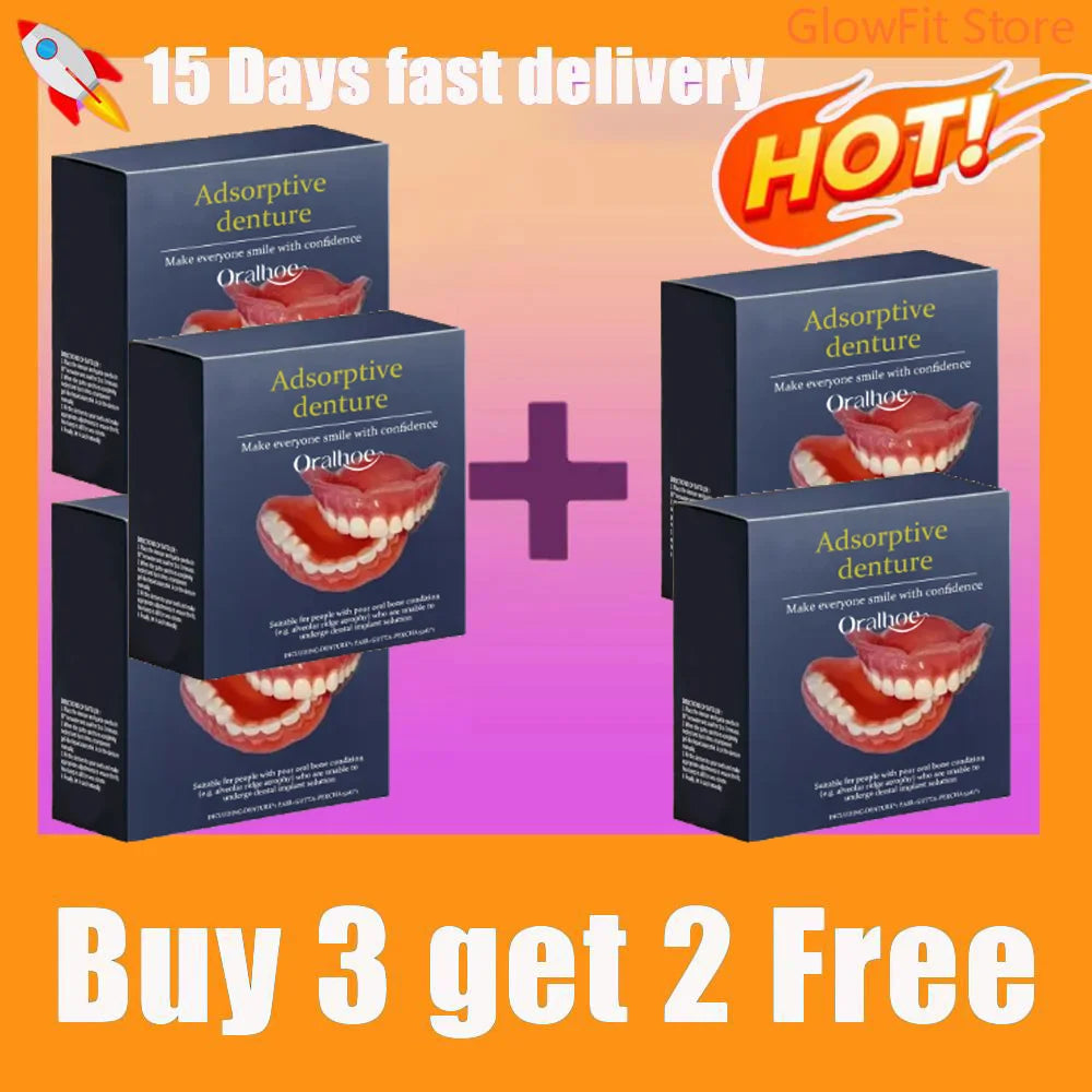 Silicone Dentures Full Set – Natural Upper & Lower Fake Teeth