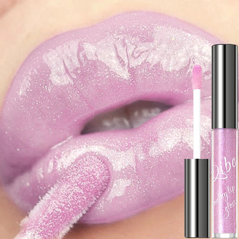 QiBest Coral Pink Glitter Lip Gloss – Shimmer Lip Oil Glaze