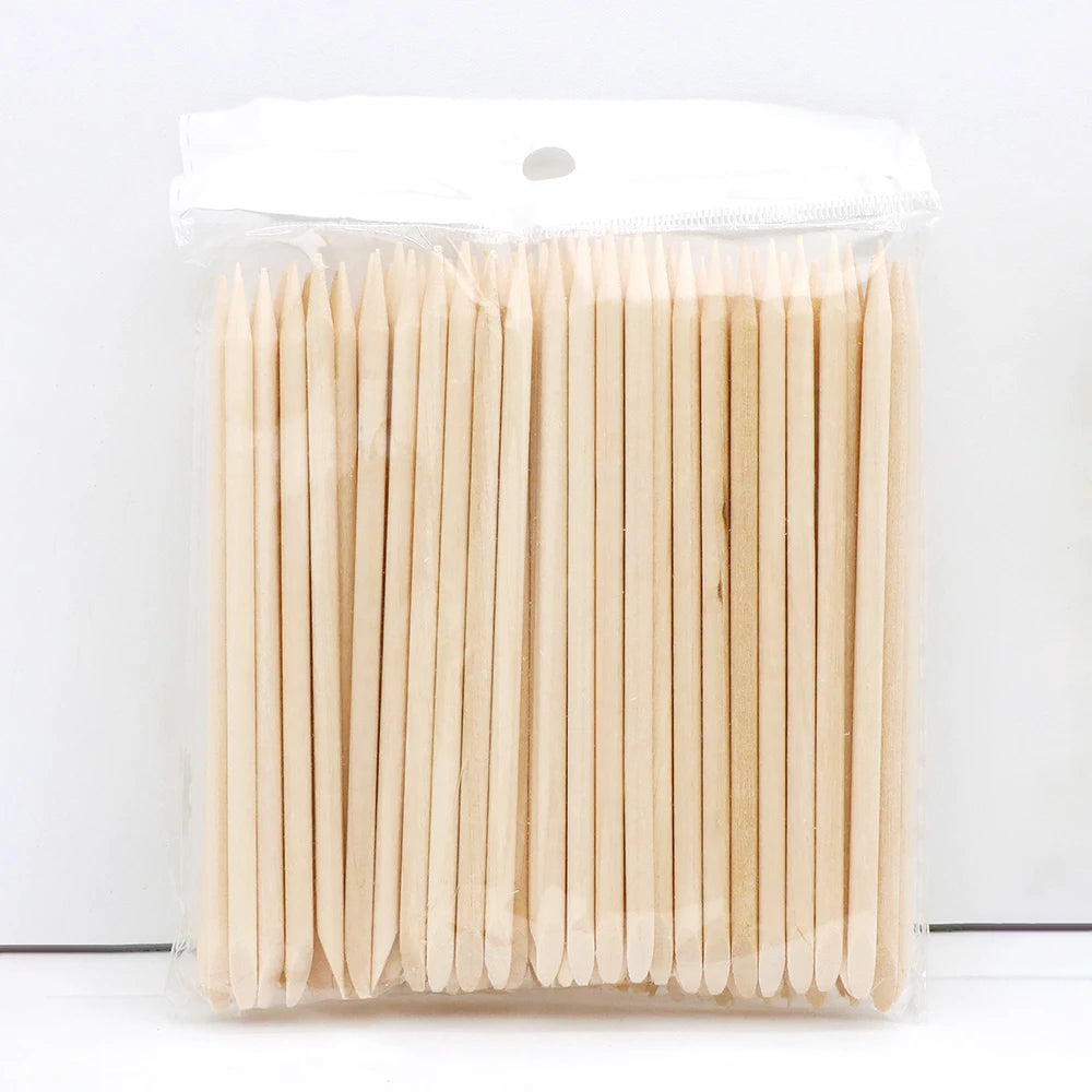 Wood Nail Cuticle Sticks Double-Ended Orange Sticks 100/200/500Pcs