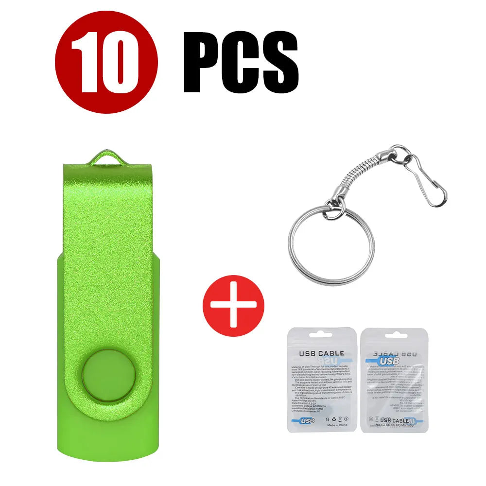 10-Pack Colorful USB Flash Drives 1GB–64GB | Custom Logo USB Flash Drive PRIMED 4GB Green USB 2.0