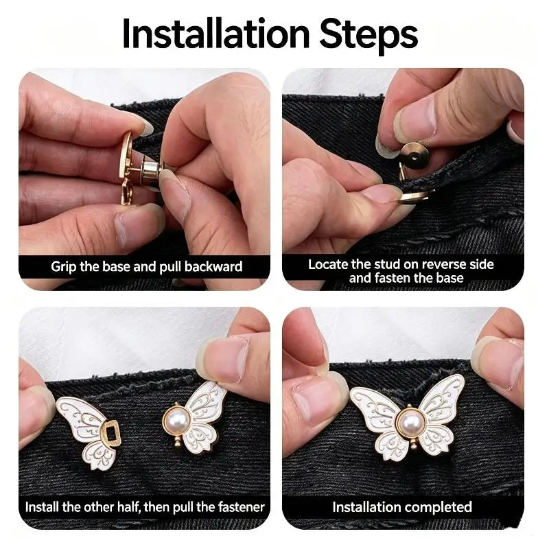Butterfly Waist Buckle Set 2pc – No-Sew Alloy Adjuster