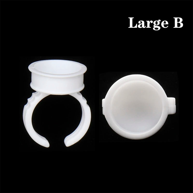 100Pcs Disposable Lash Glue Rings | Eyelash Extension Supplies Lash Extension Accessory PRIMED 100pcs white large B