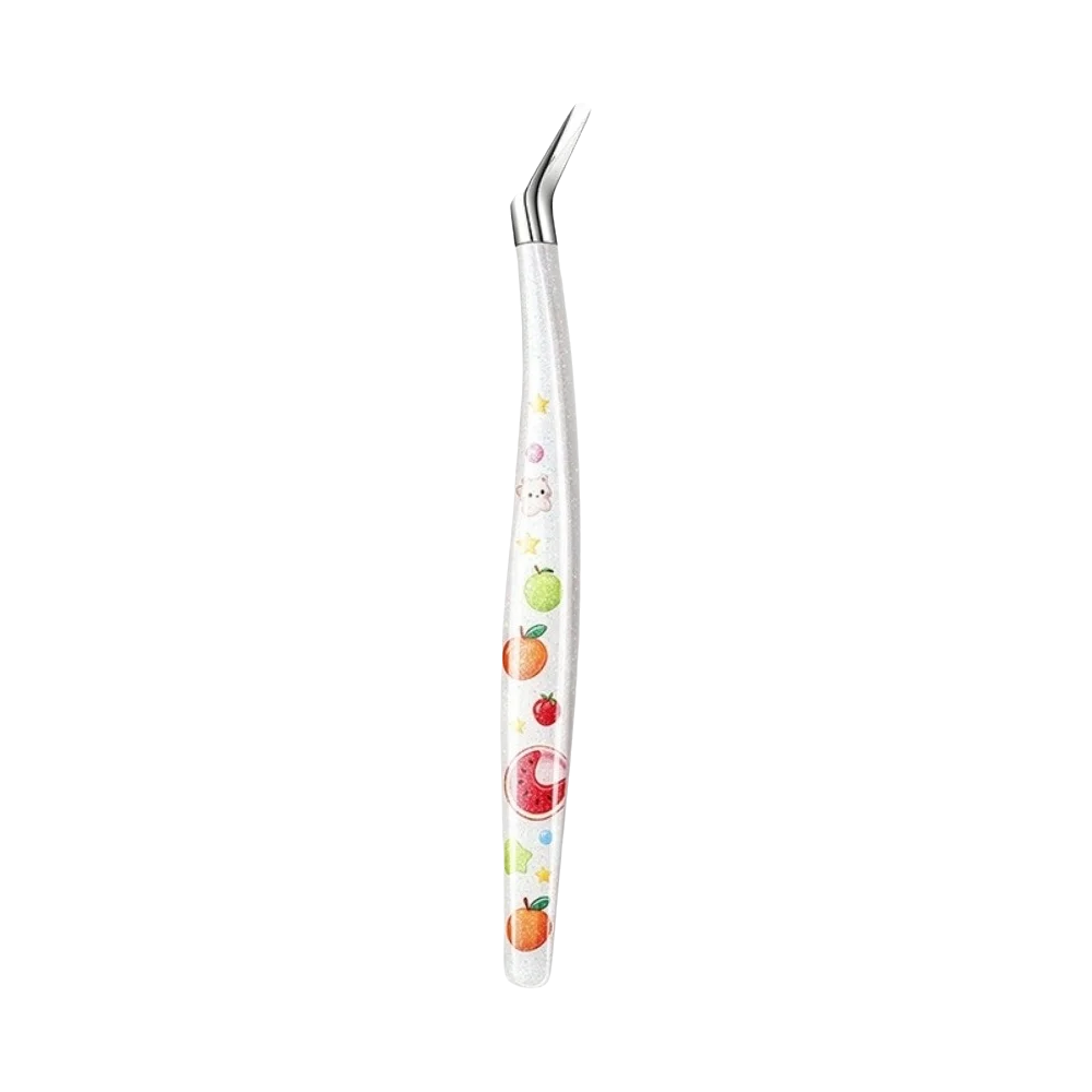 Precision Scrapbook Tweezers – Curved Tip & Glitter Resin Handle
