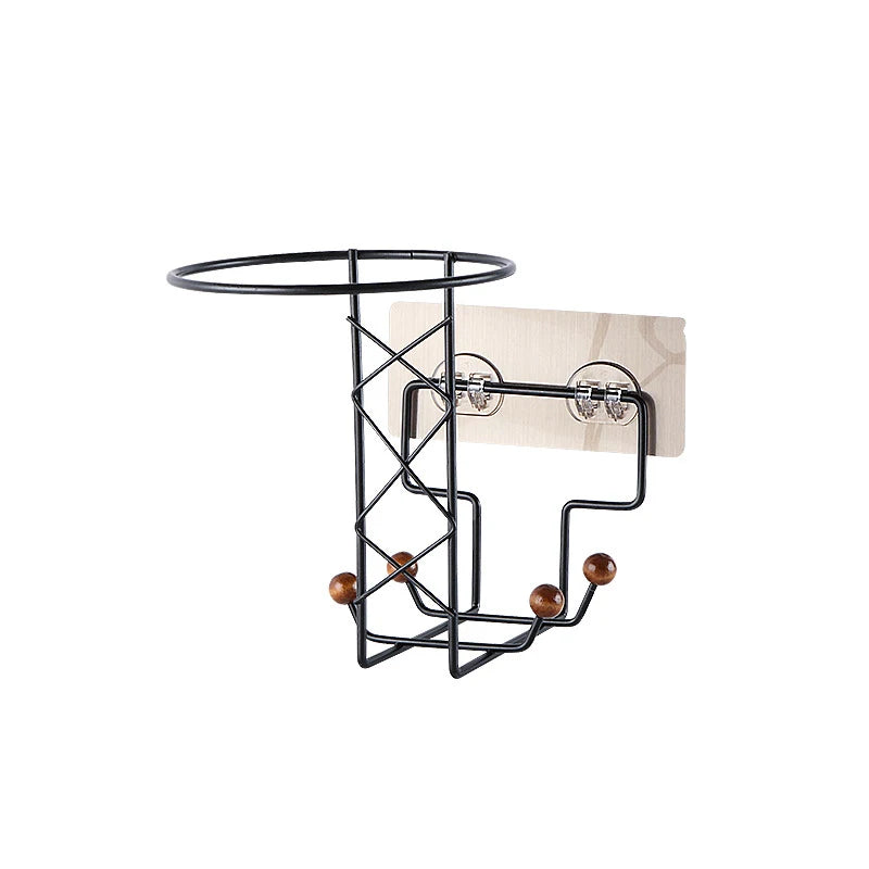 Wall-Mounted Helmet & Hat Holder – 4-Hook Storage Rack Wall Storage Rack PRIMED black