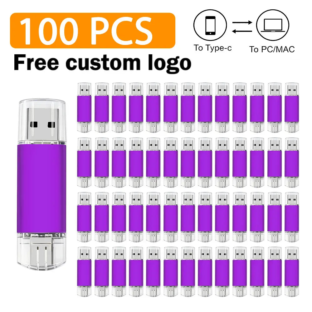 Type-C USB Flash Drive Bulk Custom Logo | 8–64GB 10/50/100 Pcs