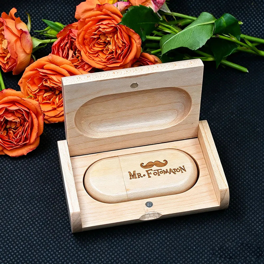 Wooden USB Flash Drive 4–32GB | Custom Logo Engraving Gift Wooden USB Flash Drive PRIMED