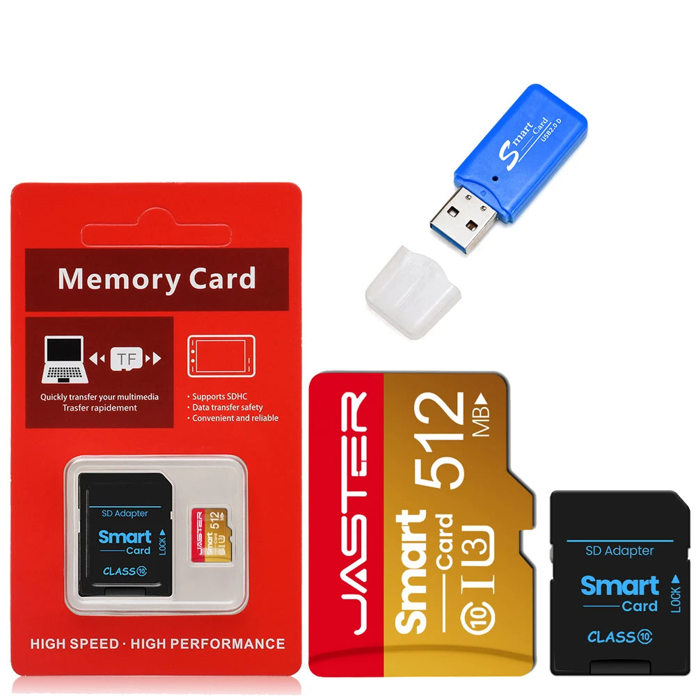 JASTER Gold TF SD Card 64MB–512MB Class 10 U3 V30 A1 Flash Memory Card PRIMED