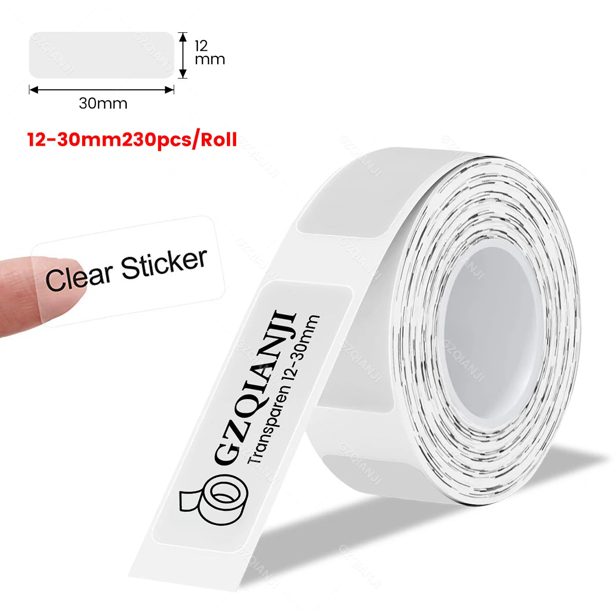 P15 Thermal Label Rolls – Multi-Size White & Transparent Stickers Thermal Label Rolls PRIMED Trans12-30mm230pcs