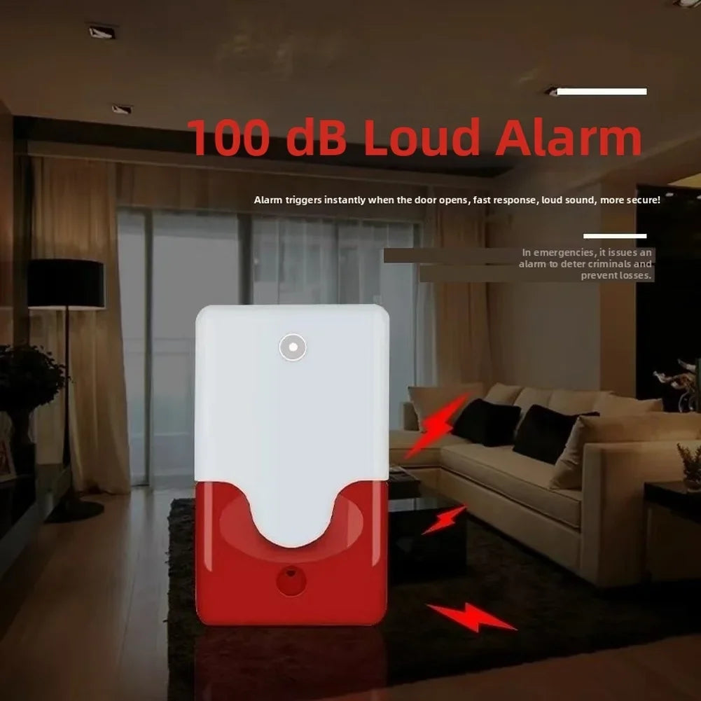 Wired Door Magnetic Alarm 100dB Sound & Light Siren