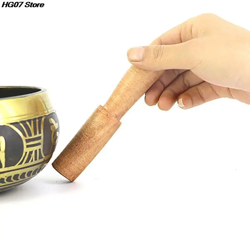 Tibetan Singing Bowl Leather Mallet – Handmade Peach Wood