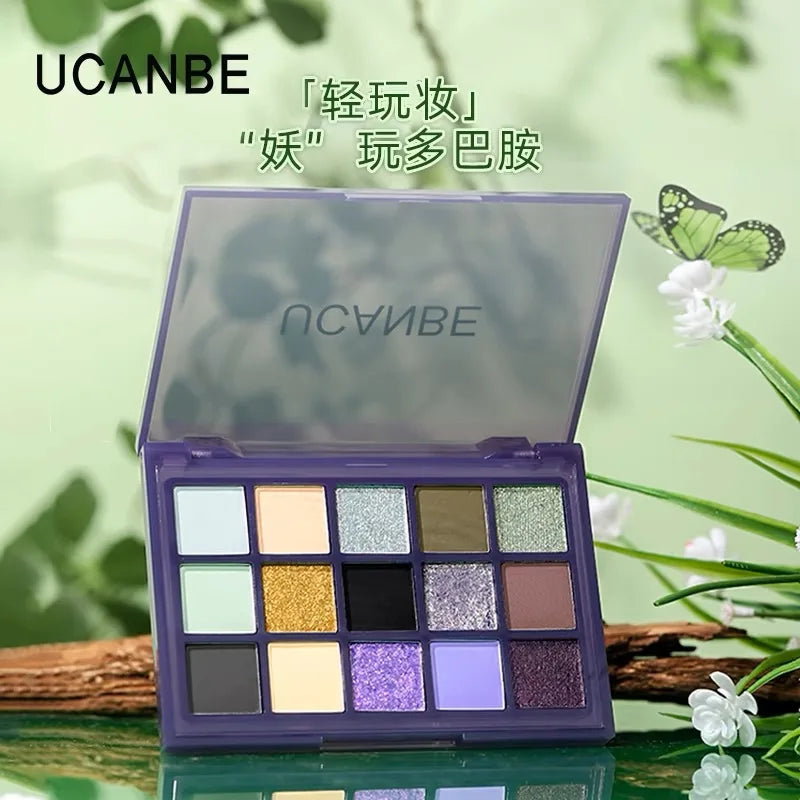 UCANBE 15-Shade Eyeshadow Palette – Shimmer, Glitter & Matte