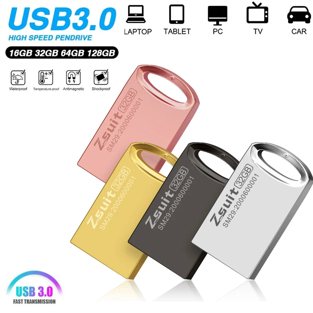 Z-Suit USB 3.0 Flash Drive 8GB–128GB Metal Pen Drive Custom Logo
