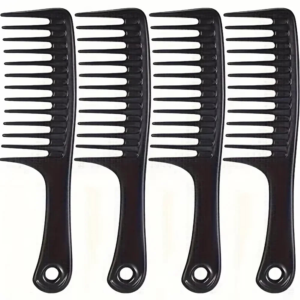 Wide Tooth Comb 4-Pack – Anti-Static ABS for Thick Curly Hair