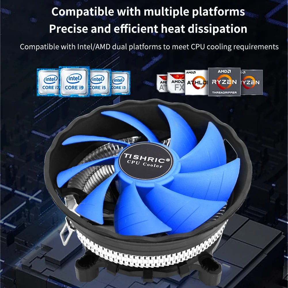 TISHRIC 120mm CPU Cooler Fan 3-Pin | Intel LGA 1700 & AMD AM4 CPU Cooler Fan PRIMED