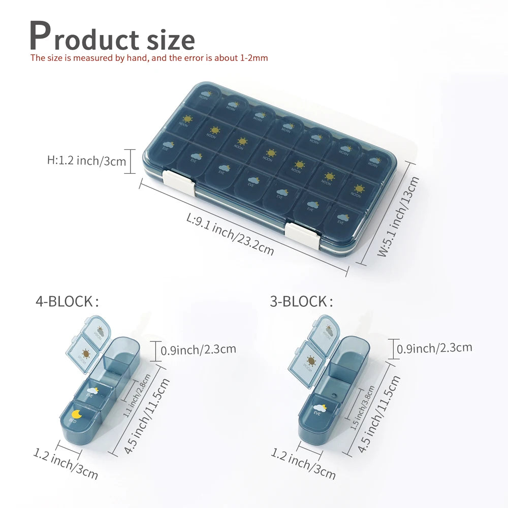 Weekly Pill Organizer 3–4x Daily | 7-Day 28-Compartment Box