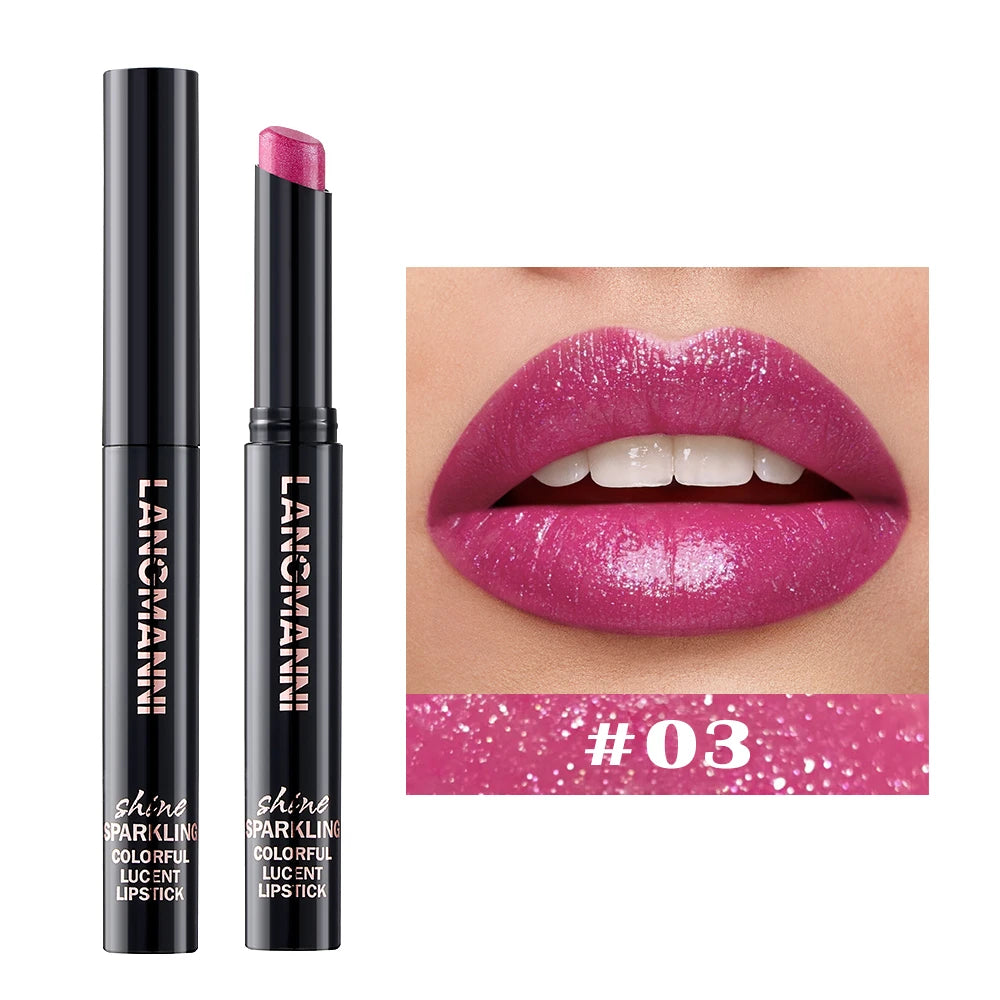 Rotating Diamond Shimmer Lipstick – 10 Colors Glitter Lip Gloss