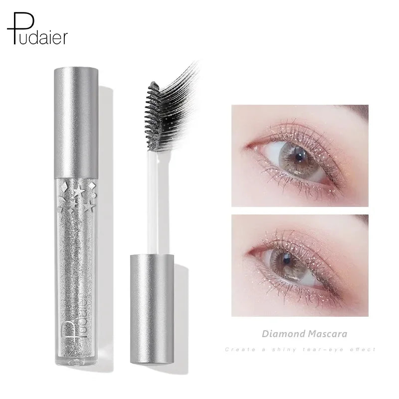 Diamond Glitter Pearly Mascara – Curling & Lengthening, Waterproof Glitter Mascara PRIMED