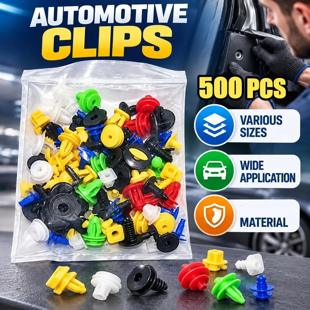 Universal Car Bumper Clips & Push Rivets Assortment – 100/200/500