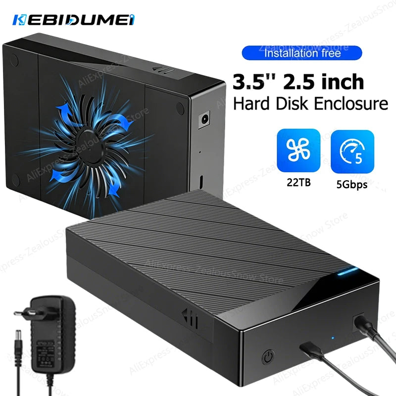 SATA to USB 3.0 External HDD Enclosure 2.5" & 3.5" Up to 22TB HDD Enclosure PRIMED