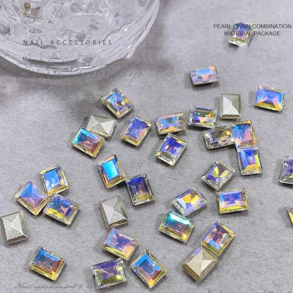 50Pcs 3D Pointed Square Nail Charms 6x8mm Rhinestone Gems Nail Art Charms PRIMED JZ86-6(50pcs)