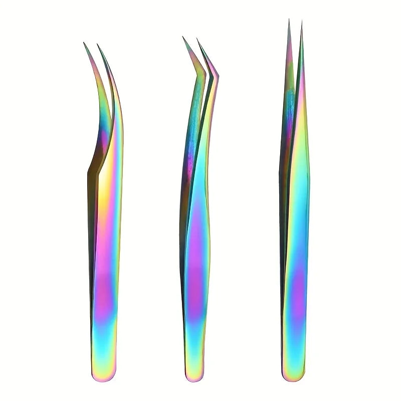 Titanium Precision Eyelash Tweezers – Stainless Steel Makeup