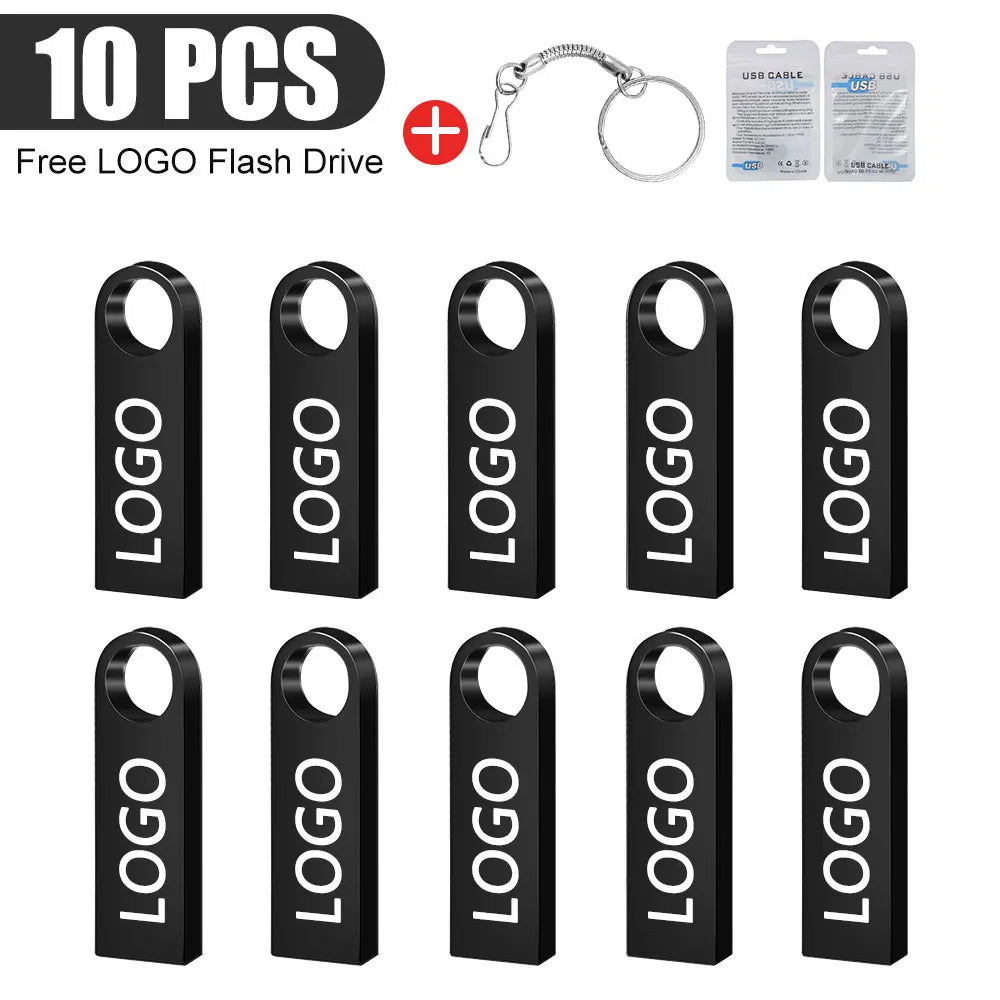 10-Pack Custom Logo Metal USB Flash Drives 128MB–128GB USB Flash Drive PRIMED 4GB x10pcs black u disk China Mainland