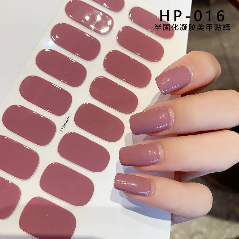 Semi-Cured Gel Nail Wraps Pink Tulip Floral | 16 Tips/Sheet