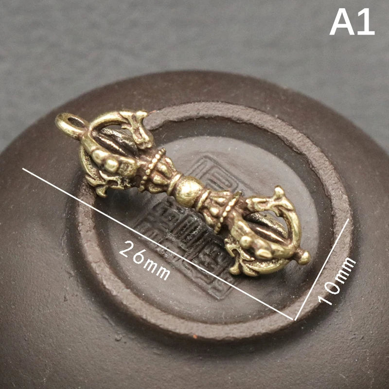 Tibetan Buddhist Vajra Pestle Brass Pendant – Handcrafted