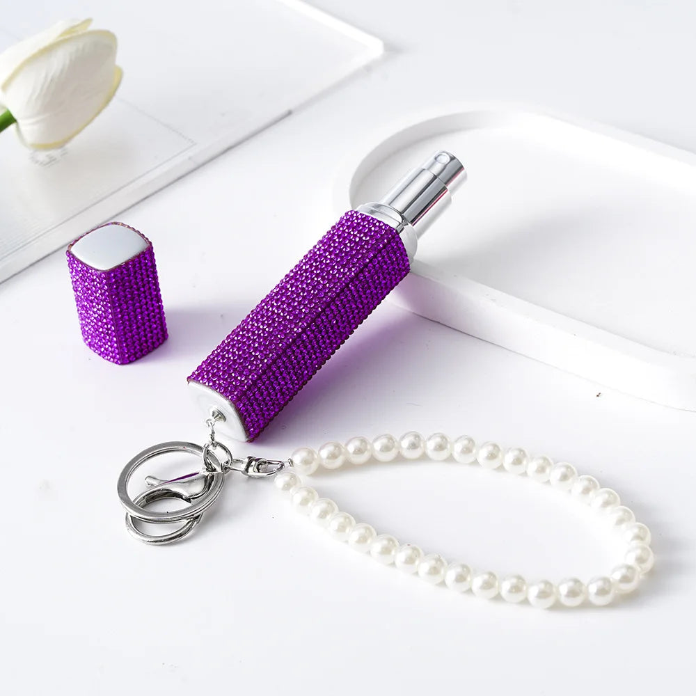 Rhinestone Travel Perfume Spray Bottle Keychain Atomizer