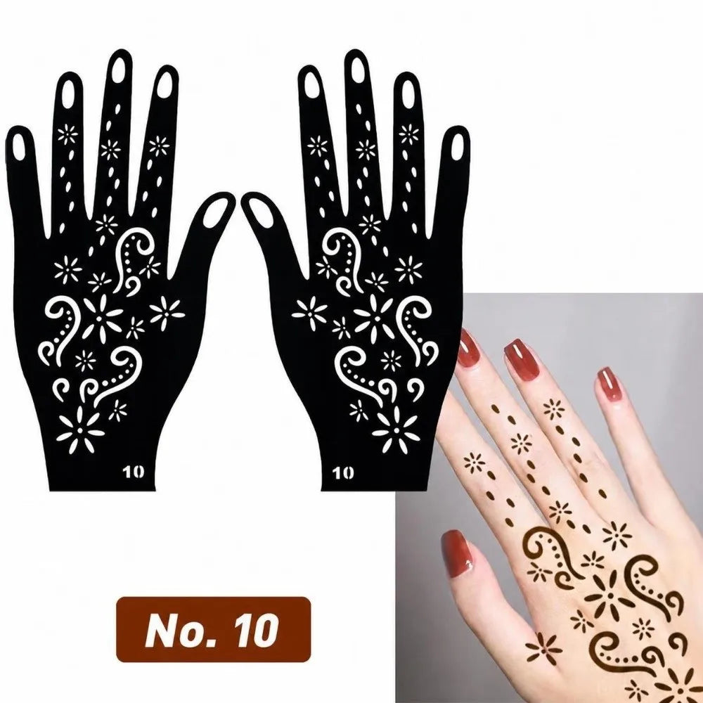 Reusable Self-Adhesive Henna Stencils – Floral Body Art